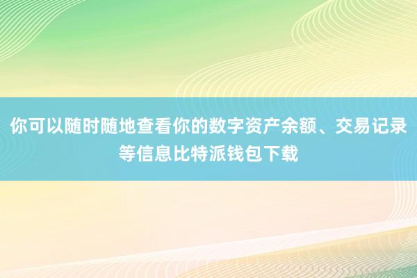 你可以随时随地查看你的数字资产余额、交易记录等信息比特派钱包下载