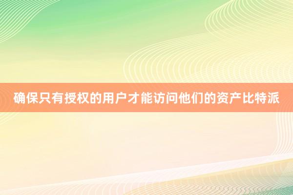 确保只有授权的用户才能访问他们的资产比特派